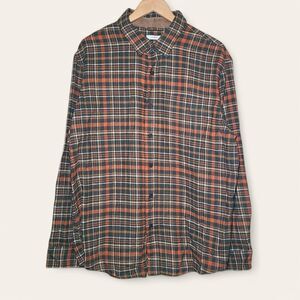 Grove & Hollow Shirt Men's Size XXL Orange Flannel Plaid Button Up 100% Cotton